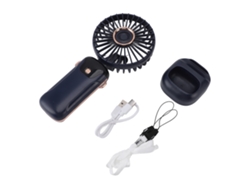 Ventilador Portátil De Mano Recargable Por Usb Con 5 Velocidades, Pantalla Digital, Ángulo Ajustable De 90° Y Base Azul.