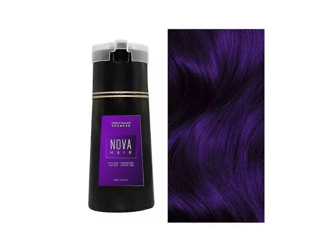 Champú Tinte Instantáneo Para El Cabello Nova Hair 2024, Morado, Vegano, Sin Amoníaco Ni Peróxido.