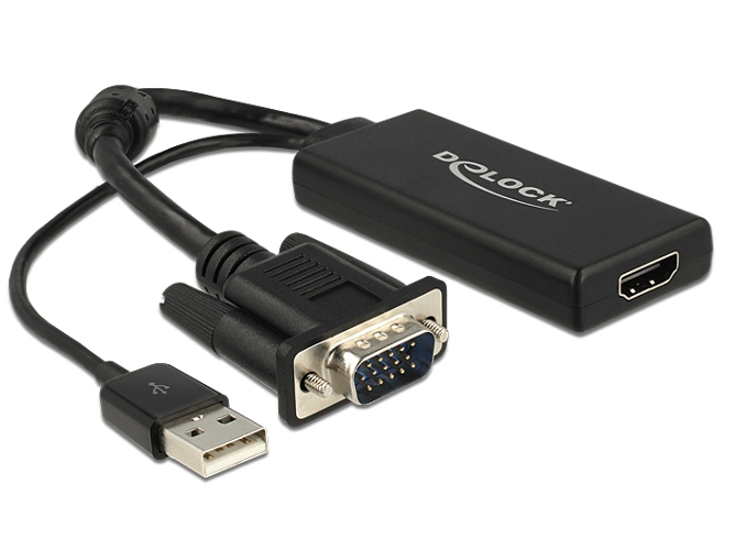 Adaptador DELOCK 0.25m VGA+USB2.0-A/HDMI