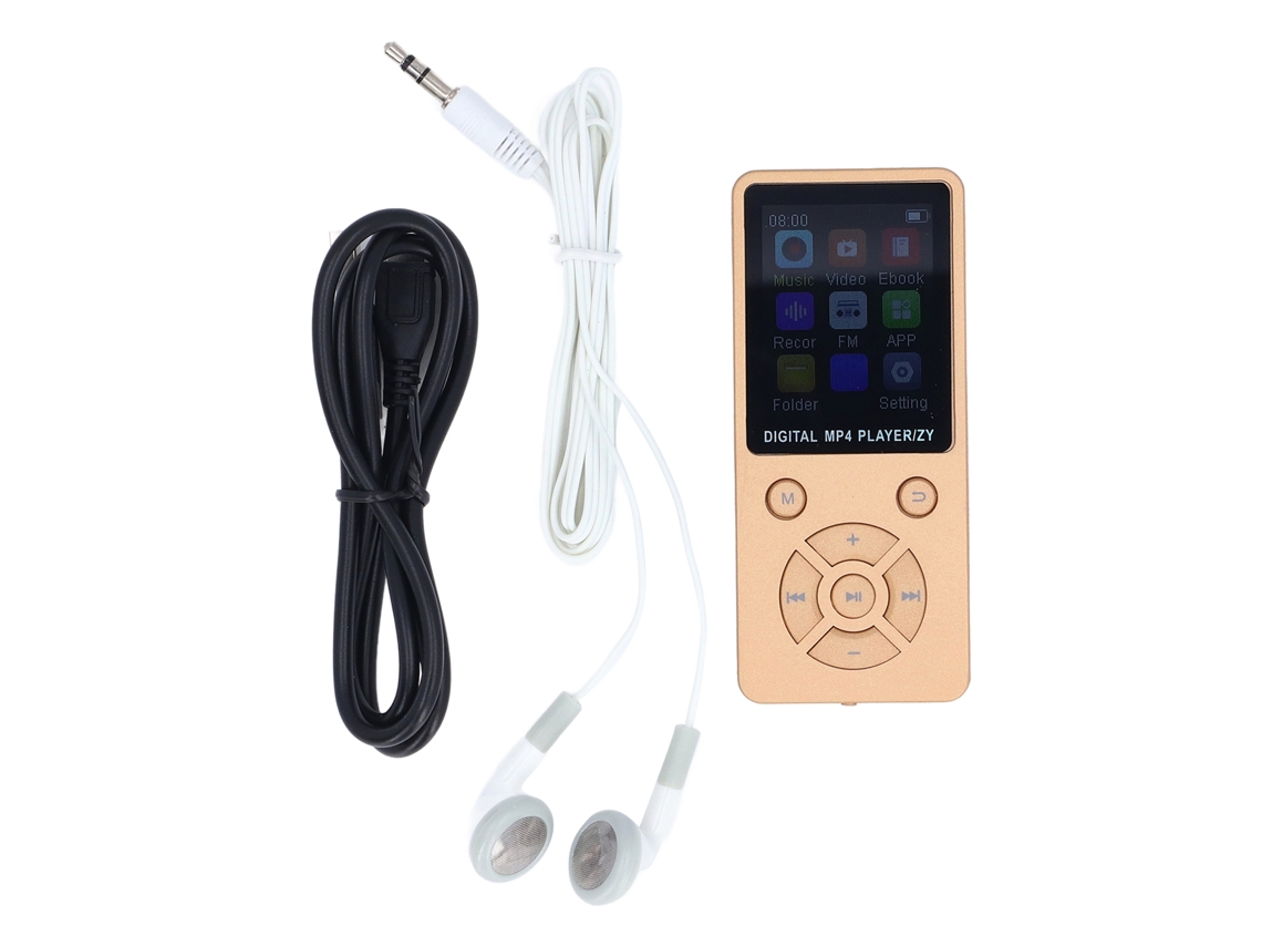 Reproductor Bluetooth Mp3/mp4 Con Pantalla Lcd De 1,8 Pulgadas, Sonido Hifi Sin Pérdidas Y Altavoz Dorado.
