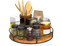 Organizador Giratorio Lazy Susan 33 Cm Madera Negra