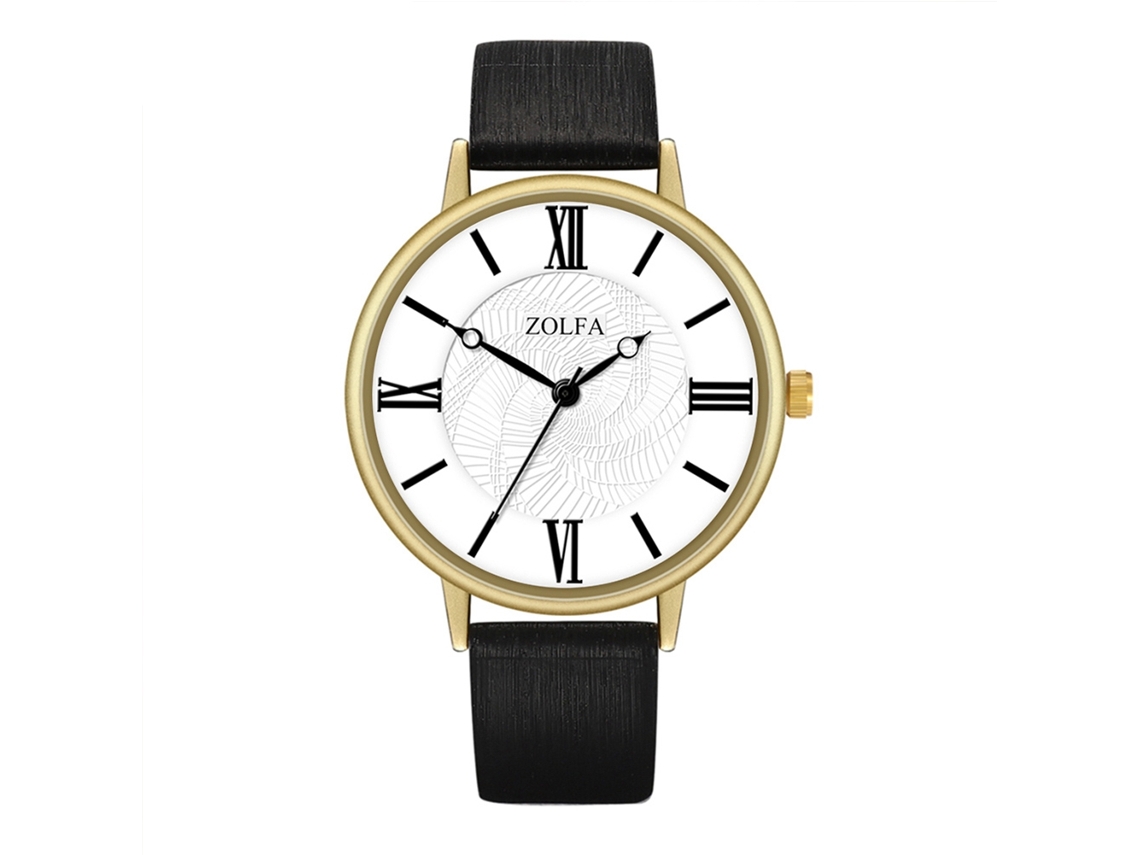 Reloj De Pulsera De Cuarzo Para Hombre Y Mujer Con Dial Redondo Moda (negro)