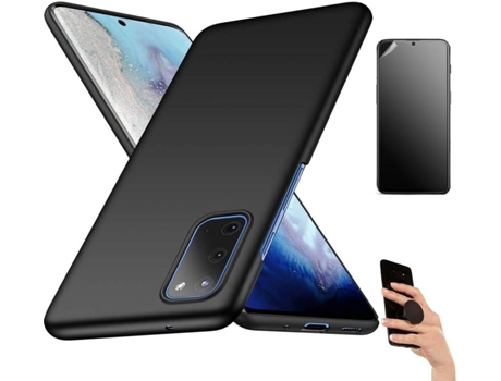 Kit Carcasa Y Protector Samsung S20 Plus Ultimatte Turtleshell Y Popsocket Negro