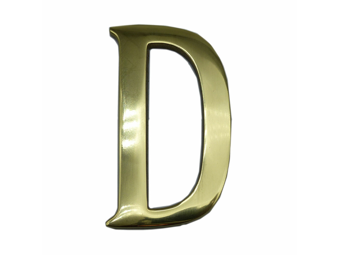 Letra EDM D Latón pulido (10 cm)