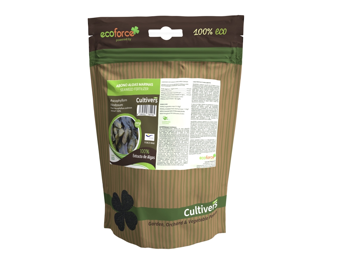CULTIVERS Abono de Algas Marinas Ecológico 250 g Extracto de algas 100%. Fertilizante Bioactivador a base de extractos de Ascophyllum nodosum