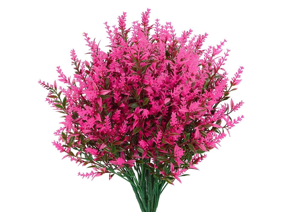 Lavanda artificial: 6 manojos de plantas de lavanda artificial con flores de seda.
