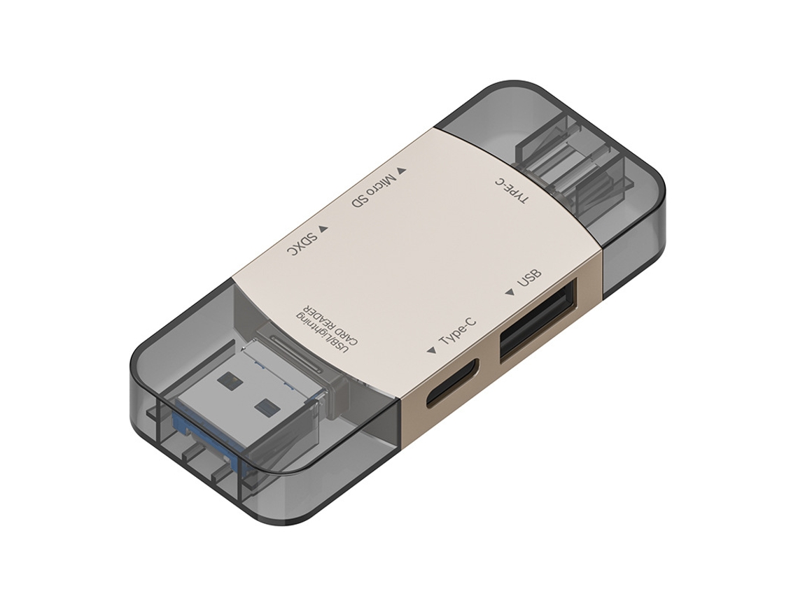Adaptador multifuncional tipo C para lector de tarjetas SD/USB/TF Gold Cuich