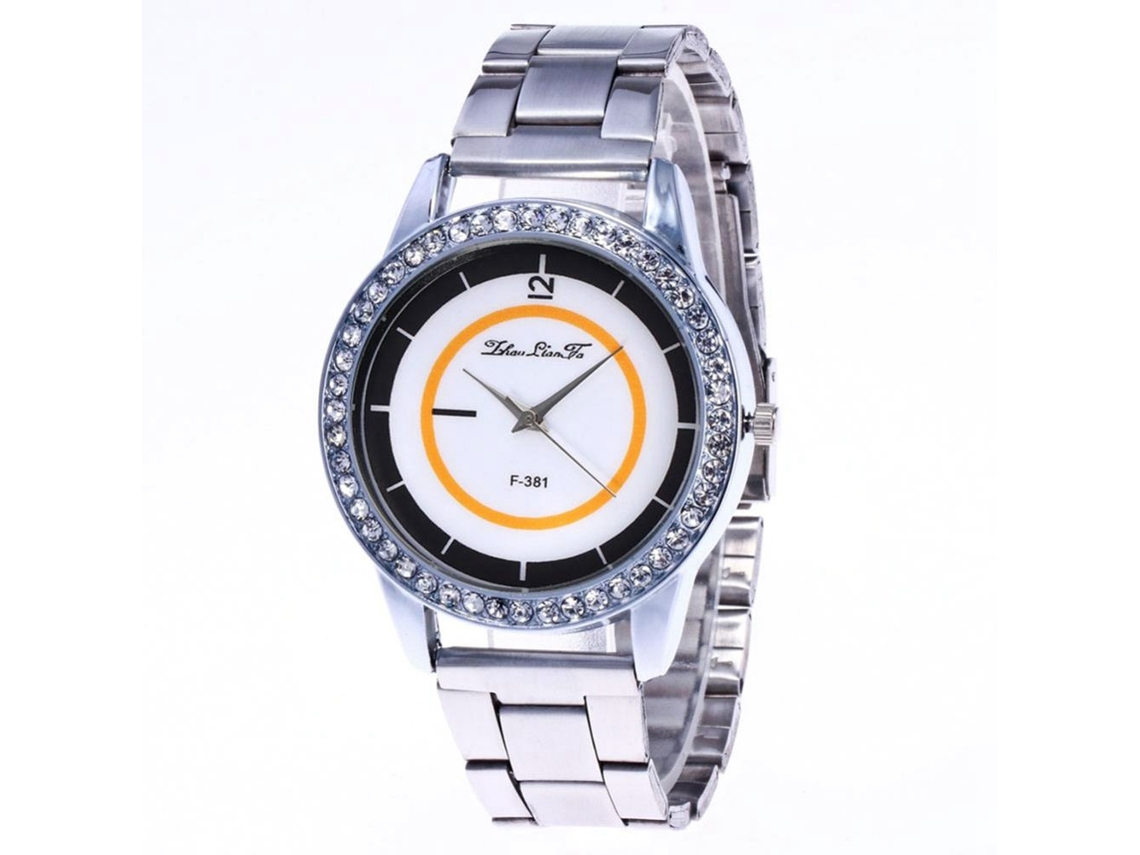 Reloj De Cuarzo Con Decoración De Strass, Correa De Acero Plateado, Zhoulianfa