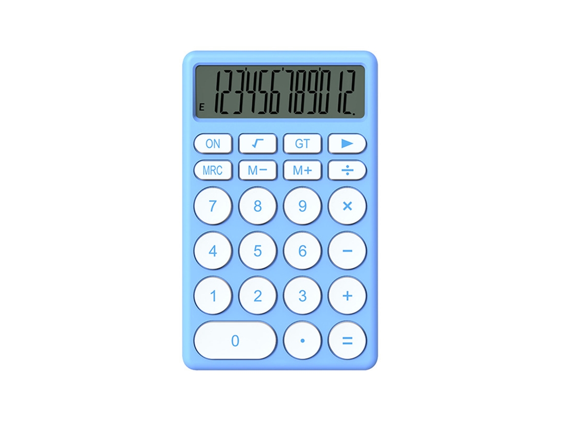 Calculadora portátil multifuncional de bolsillo con dibujos animados y pantalla azul grande para el hogar, la escuela y la oficina.