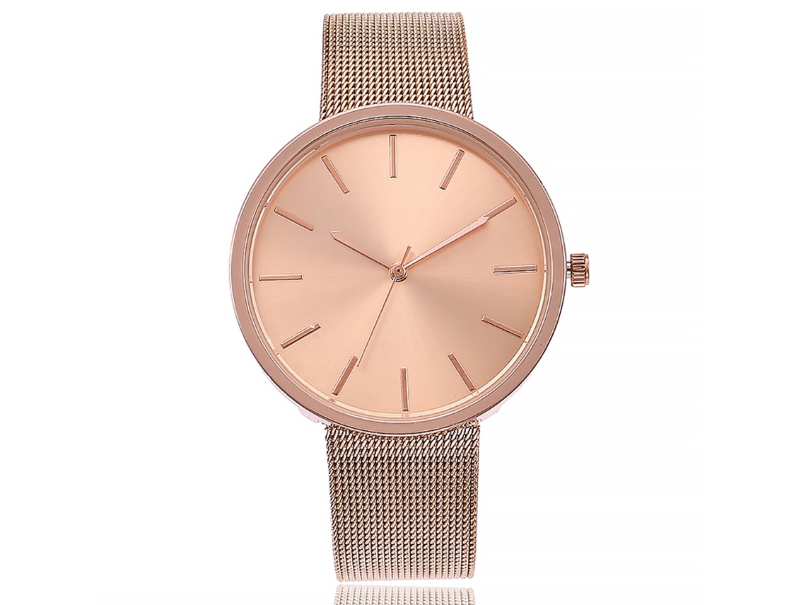Reloj De Pulsera De Cuarzo Para Mujer Con Correa De Aleación, Moderno, Esfera Redonda Grande, Oro Rosa.