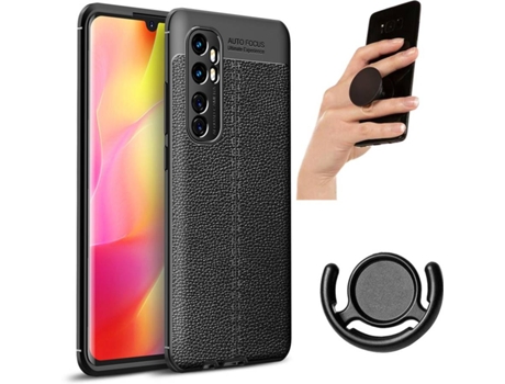 Carcasa, Popsocket y Soporte Xiaomi Mi Note 10 Lite Rugged Leather Negro