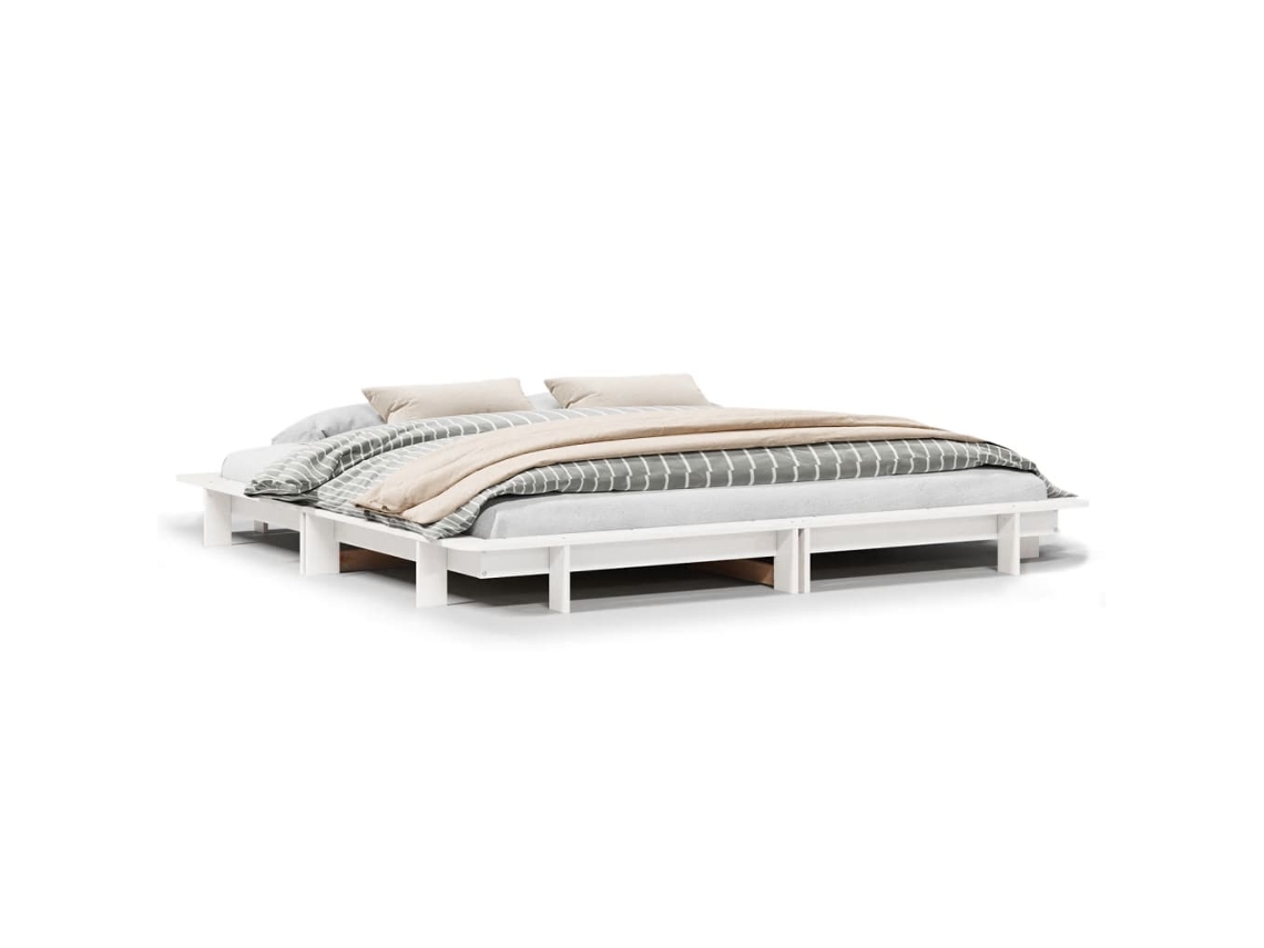Maison Exclusive - Estructura De Cama Sin Colchón Madera Maciza Blanca 200x200 Cm