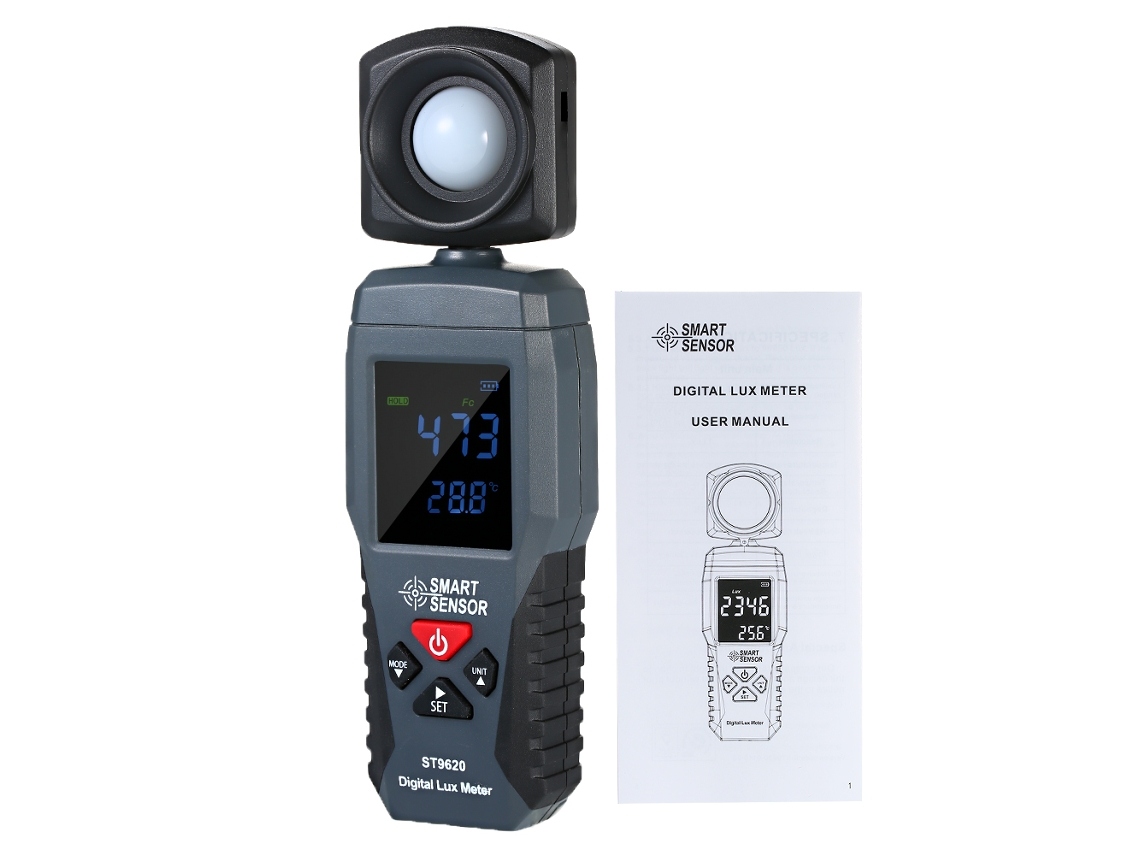 Medidor De Lux Digital Smart Sensor St9620 Con Pantalla Lcd, Rango De 1 A 200000 Lux, Iluminómetro Portátil Con Funciones Max/min Y Apagado Automático.