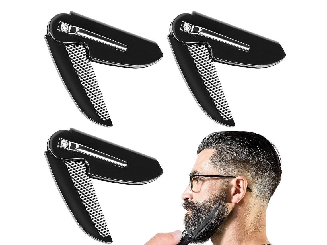 Paquete de 3 peines plegables para barba y bigote, peine pequeño de bolsillo para cabello liso masculino, cuidado capilar. Tienda Jinyubo