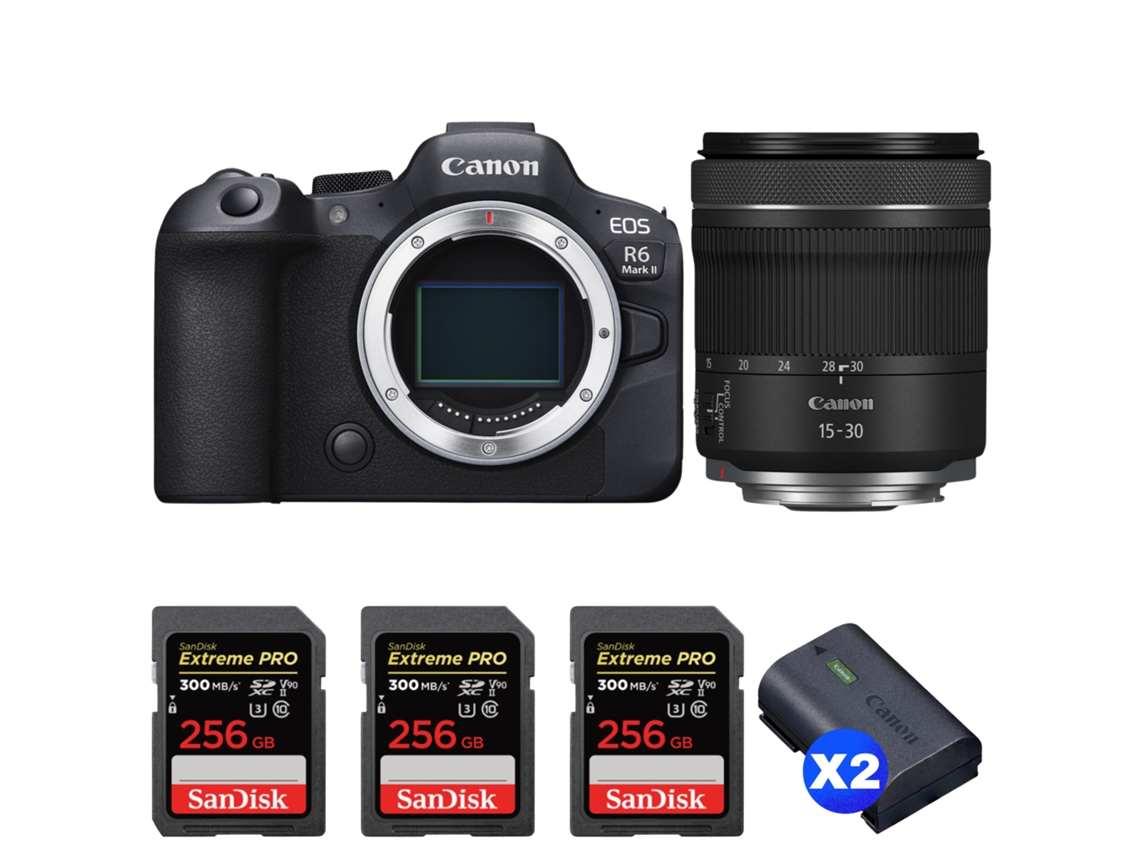 Canon Eos R6 Mark Ii + Rf 15-30mm F/4.5-6.3 Is Stm + 3 Sandisk 256gb Uhs-ii 300mb/s + 2 Canon Lp-e6nh + Ebook “20 Consejos Para Fotos Que Impactan”
