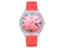 Reloj De Cuarzo Informal Para Mujer Con Correa De Pu, Bonito Estampado Navideño, Ideal Para Regalar (rojo).