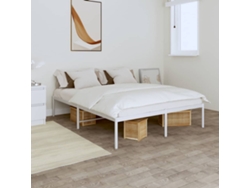 Estructura De Cama Sin Colchón Metal Blanco 160x200 Cm
