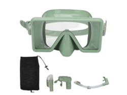 Gafas De Natación Adulto Con Silicona Suave, Correa Ajustable, Antideslumbrante Y Tapón Bucal Con Tubo De Respiración Verde