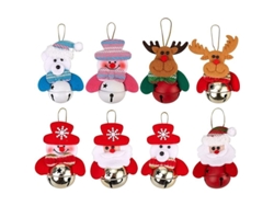 Adorno Navideño Para Árbol Con Cascabeles, 8 Piezas: Papá Noel, Muñeco De Nieve, Reno Y Oso.