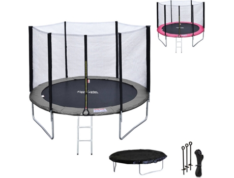 Cama Elástica HAPPY GARDEN Adelaide Rosa y Gris (305x76x256 cm)