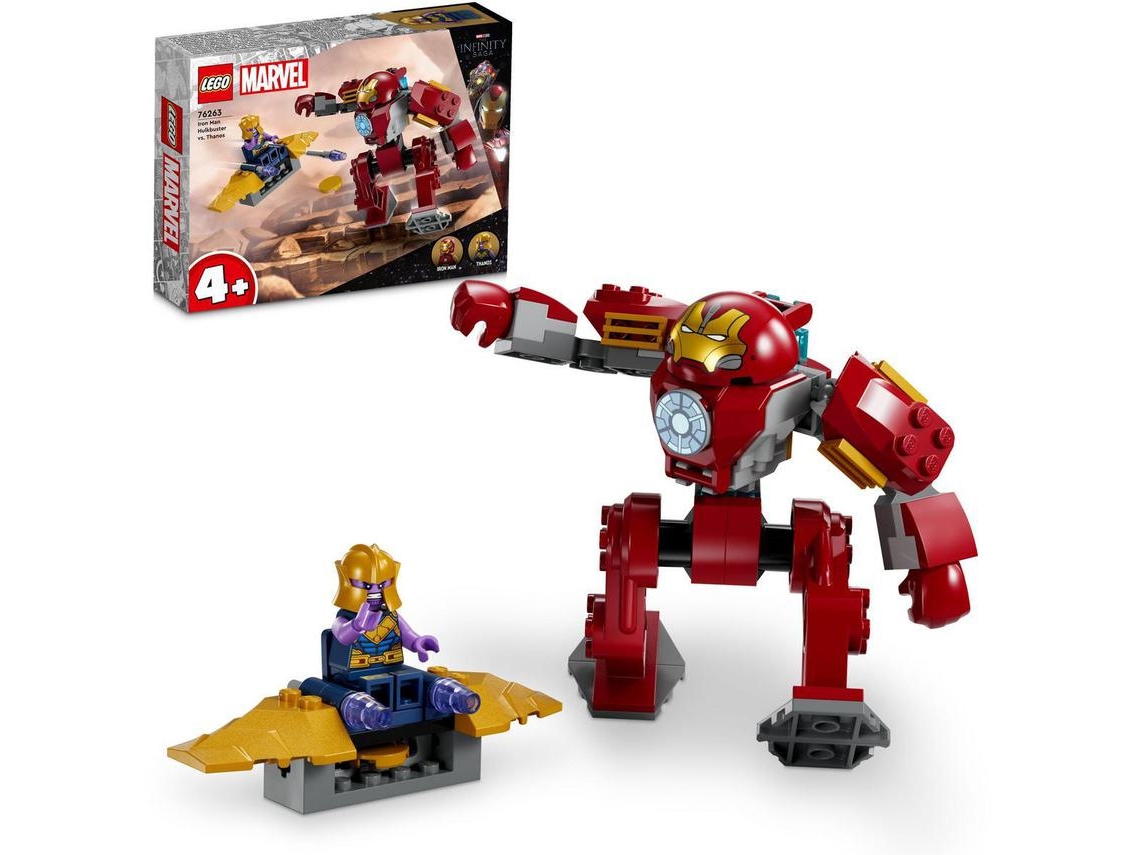 LEGO Marvel: Iron Man Hulkbuster vs. Thanos – Set de construção com ação de batalha de super-heróis (66 peças)