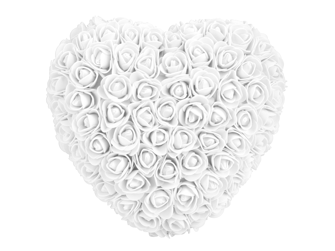 Flor artificial de rosa con corazón blanco para el Día de San Valentín y aniversario.