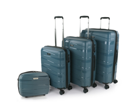 Juego De Maletas Rígidas Pp JASLEN Stuttgart azul metalico (48X75x29 Cm - 92L)