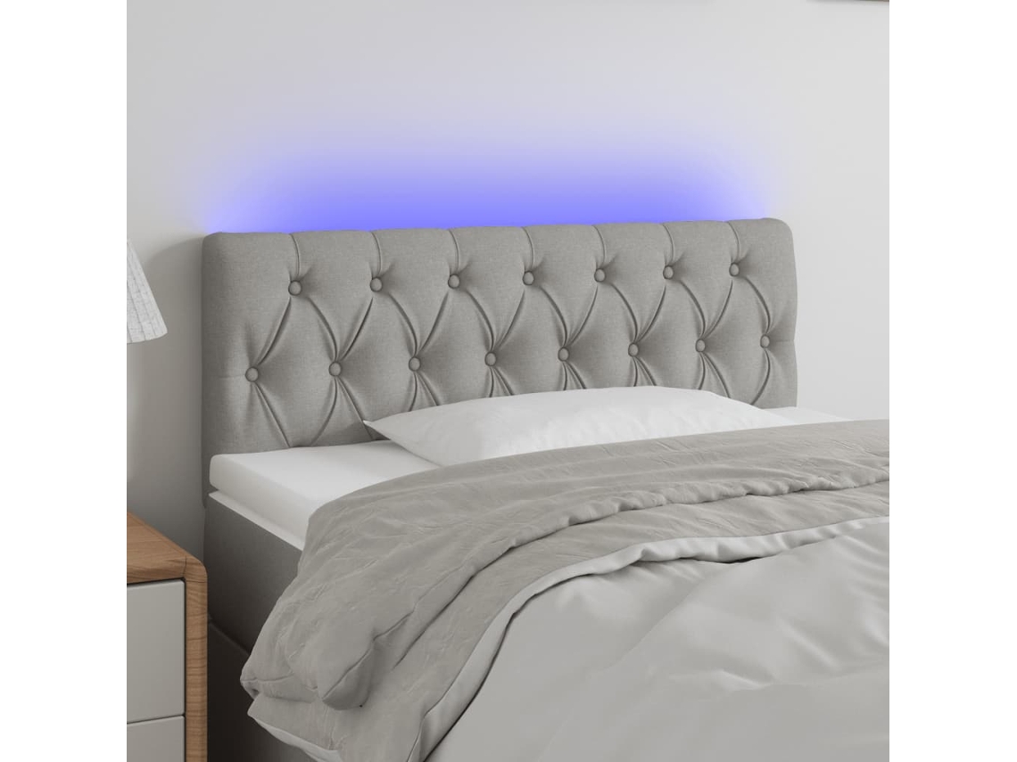 Cabecero Con Led De Tela Gris Claro 90x7x78/88 Cm