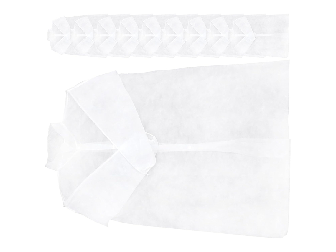 Paquete De 10 Batas Desechables De Manga Larga Para Laboratorio, Confeccionadas En Tela No Tejida Blanca Y Cómoda.