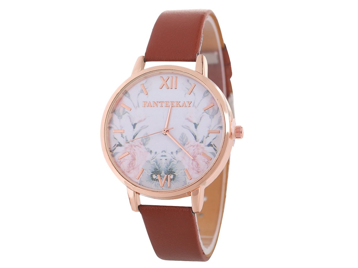 Reloj De Pulsera Analógico Con Correa De Pu, Unisex, Pantalla Redonda, Movimiento De Cuarzo (rojo)