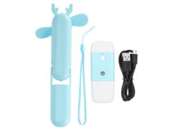 Ventilador Portátil Mini Plegable Usb Recargable Con Repositorio De Agua Para Estudiantes Azul