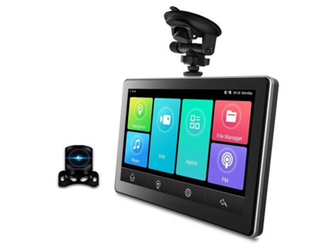 Cámara de salpicadero automática de navegación con vista Real grabadora de vídeo de coche de doble lente multilingüe negro