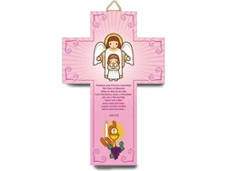 Figura Decorativa LITTLE DROPS OF WATER Cruz Comunión Ángel y Niña (Rosa - Resina)