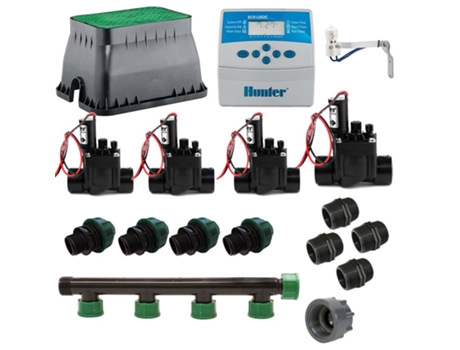 Kit de riego completo 24V con programador eléctrico Eco Logic HUNTER de 4 estaciones Oferta