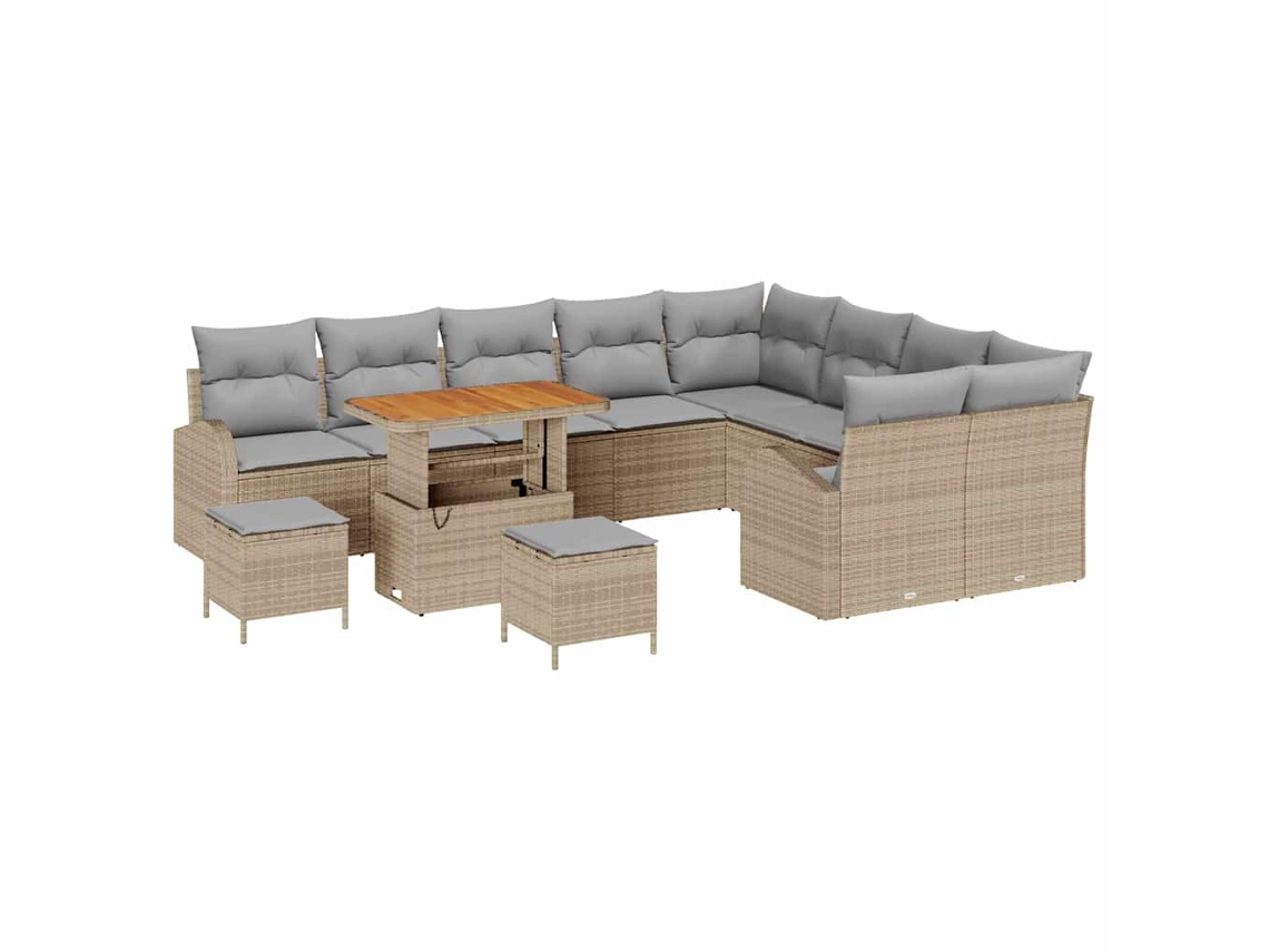 Maison Exclusive - Conjunto de sofás de jardín de 12 piezas en beige y gris claro