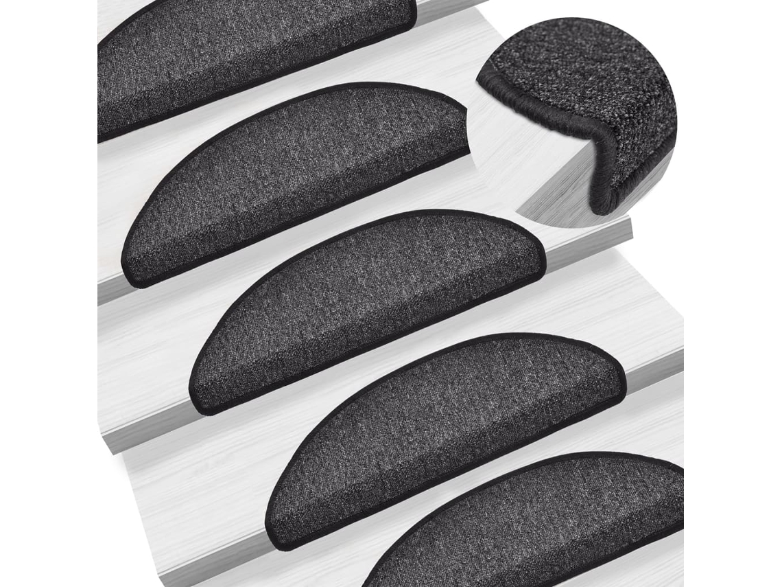 Alfombrillas para escaleras (15 unidades, 56 x 17 x 3 cm, antracita, DKD HOME DECOR)