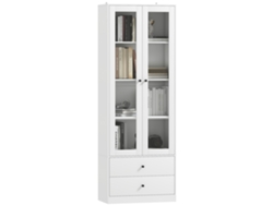 Aparador de Cozinha com Armário e 2 Gavetas, Portas de Vidro e Prateleiras Ajustáveis, 59x30x164 Cm, Branco ZENCORE SERVICES