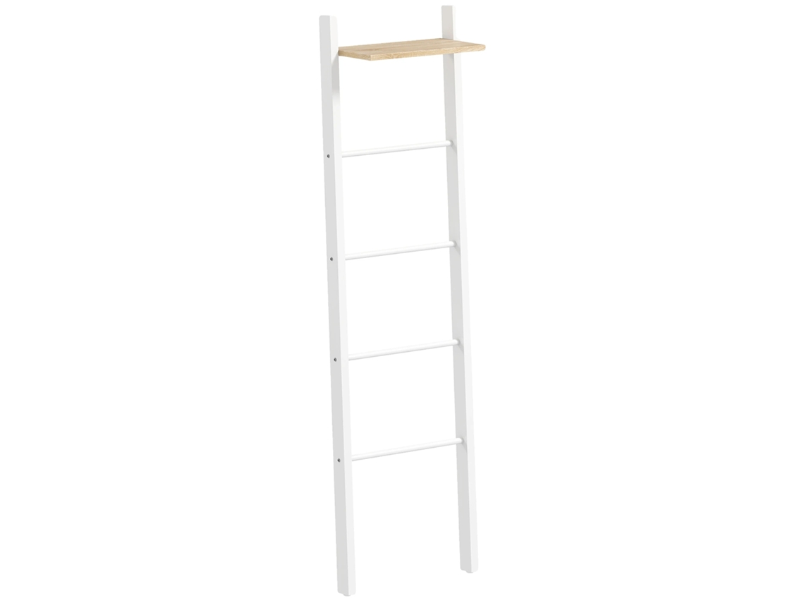 Toallero, diseño que ahorra espacio, construcción de acero resistente, blanco y roble.