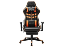 Silla gaming con reposapiés de piel sintética, color negro y naranja, Wsd1309 Lovely Home