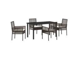 Maison Exclusive - Conjunto De Comedor De Jardín 5 Pcs Marrón Ratán Sintético