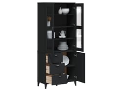 Aparador Alto Viken Madera Maciza De Pino Negro 80x40x190 Cm