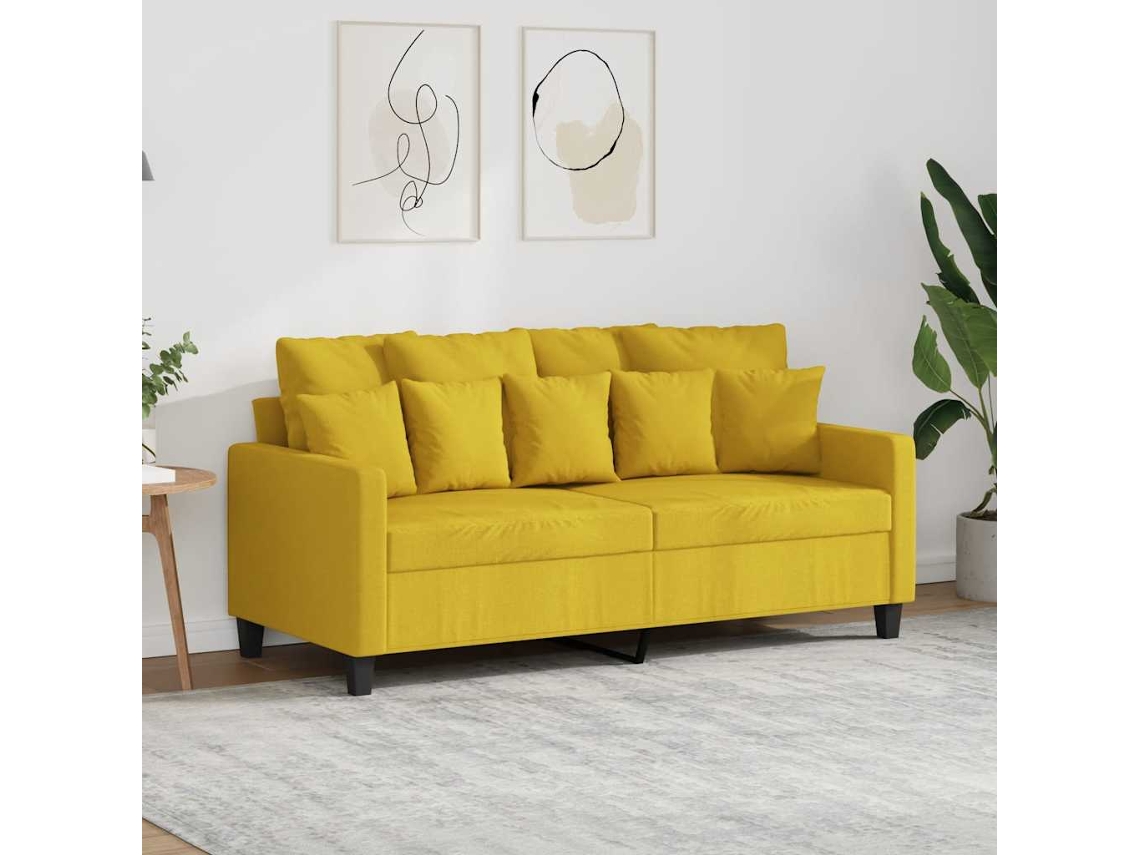 Sofá de 2 plazas HARLANV1, Relax, 140 cm, tela amarillo claro.