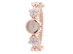 Reloj De Pulsera Delgado De Aleación Para Mujer Con Brazalete De Flores, Cuarzo Blanco
