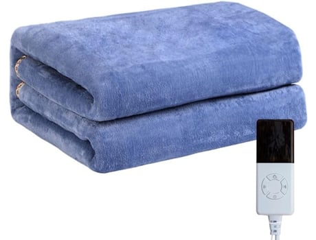 Manta Electrica Doble Control Inteligente,Almohadilla Térmica azul 200x180cm