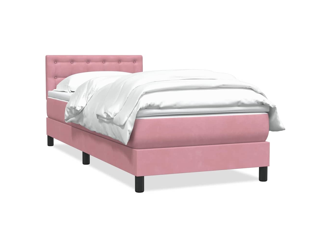 Maison Exclusive - Cama Box Spring Con Colchón Terciopelo Rosa 80x220 Cm