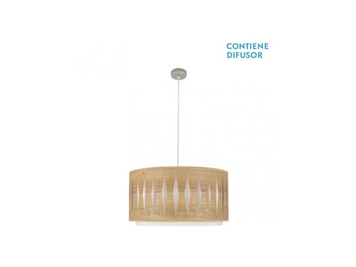 Lámpara colgante Alexandra 2x27 cm níquel/madera clara, 50 x 50 cm, Fabrilamp