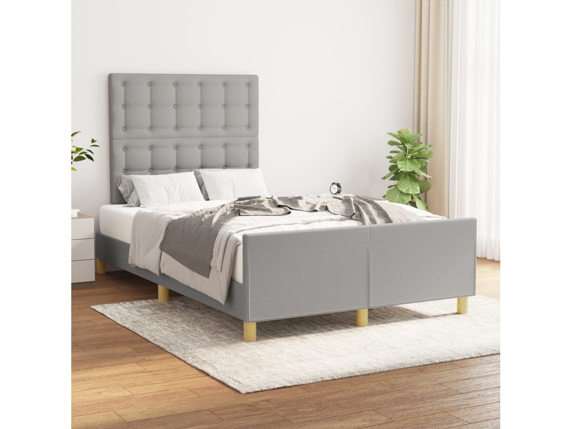 Estructura De Cama Sin Colchón Tela Gris Claro 120x190 Cm