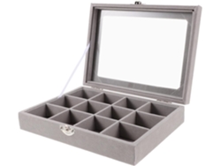 Organizadora Joyas 12 Compartimentos Transparente Fabricada Aglomerado Acrílico Elegante Práctica Collares