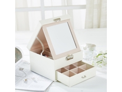Joyero con cerradura 16 x 16 cm - Blanco
