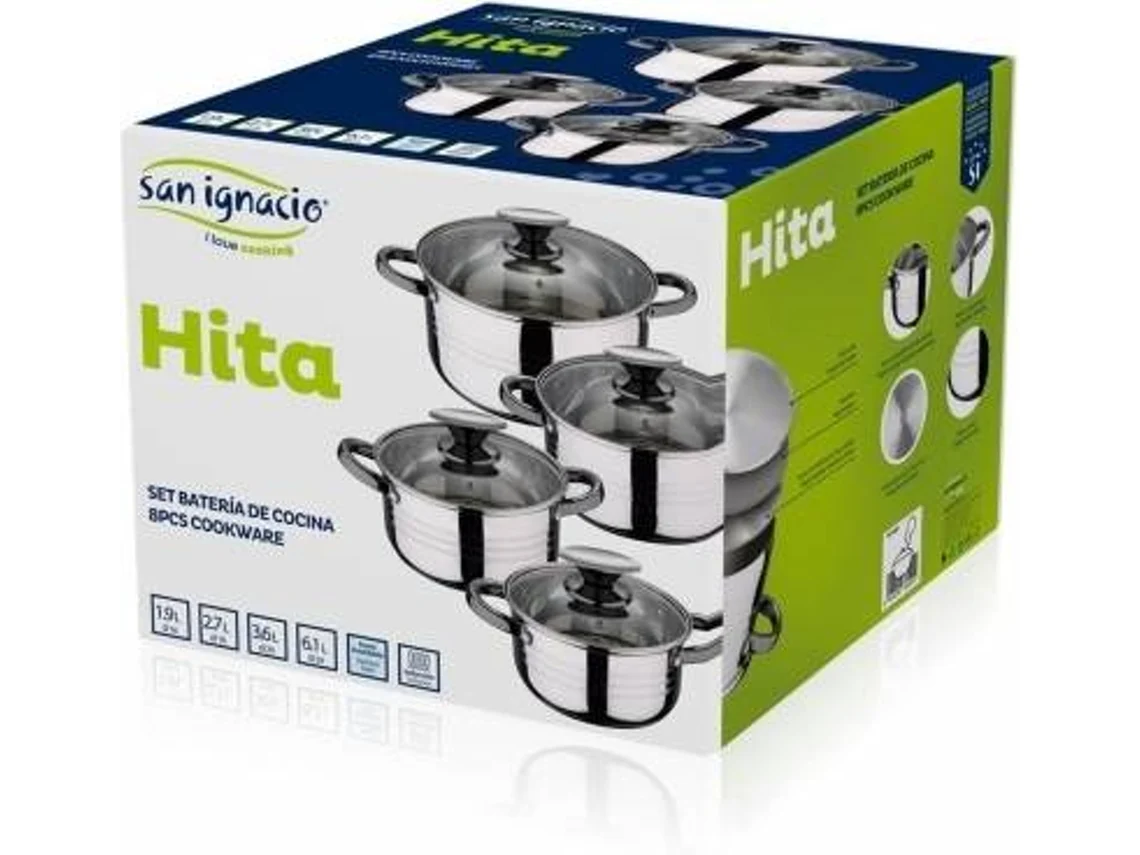 Tren de Cocina SAN IGANCIO SG-8020 (Negro - Acero Inoxidable - 8 Piezas)